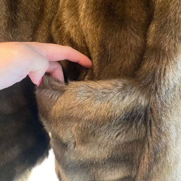 ✨TRENDING✨ Vintage Diamonte Tissavel Faux Fur Coat Made in France Women's L - Picture 7 of 9